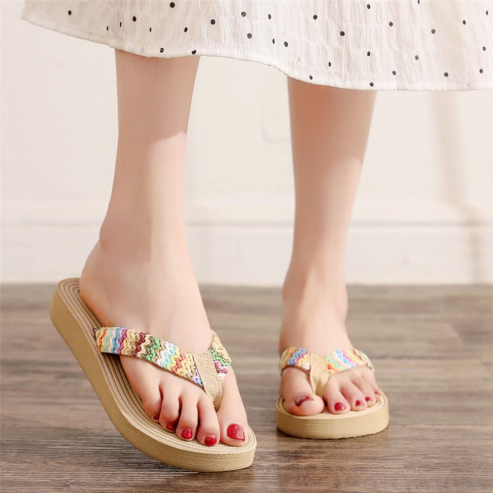 Sandalias de playa tipo chanclas con cuña para mujer