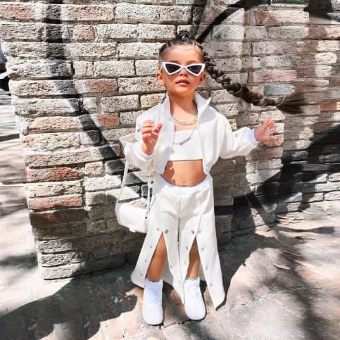 Traje niña estilo americano chaqueta pantalón ancho