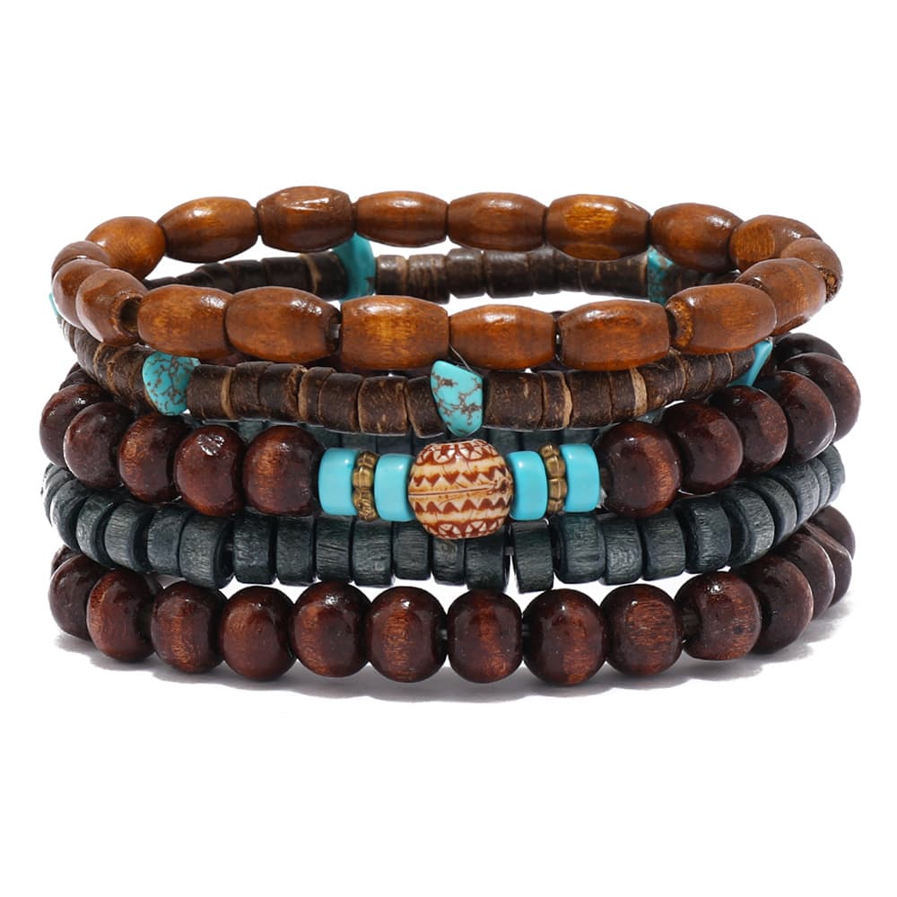 Pulsera de madera artesanal con concha de coco