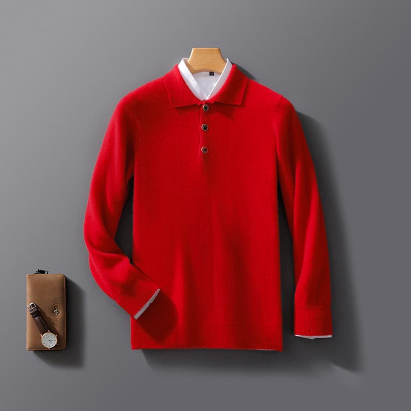 Suéter tejido con cuello polo para hombre