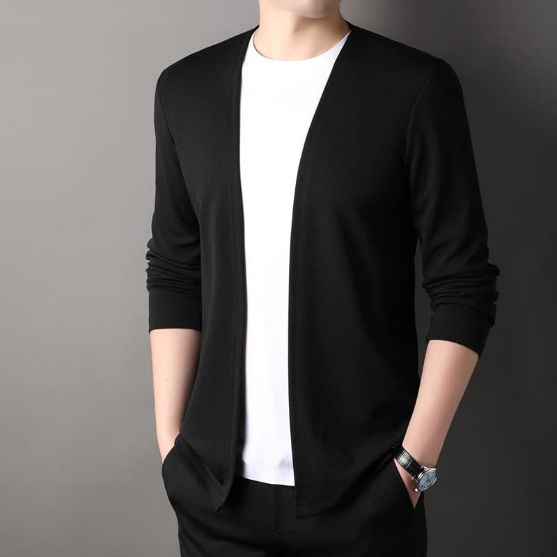 Cardigan para hombre estilo coreano manga larga
