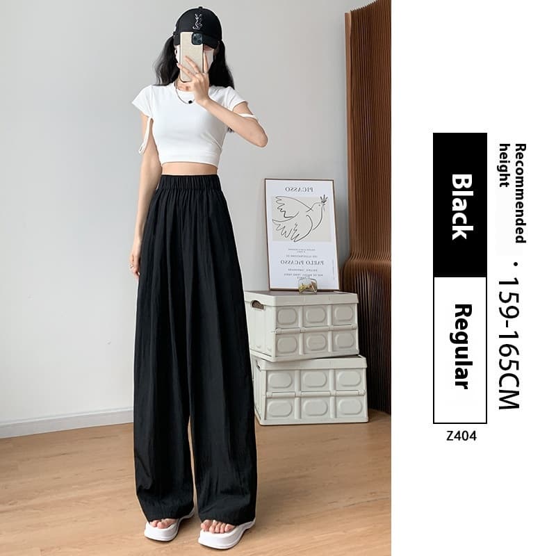 Pantalón ancho casual de seda de hielo con caída suelta