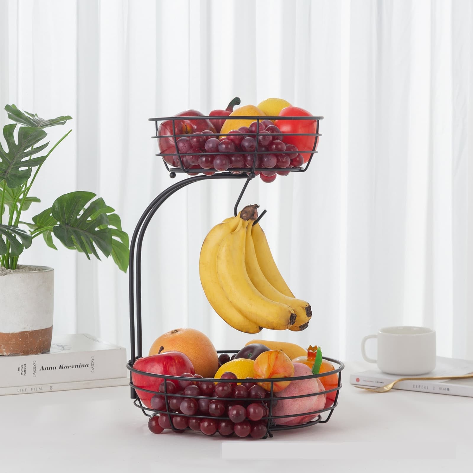 Canasta frutas doble capa con gancho plátano