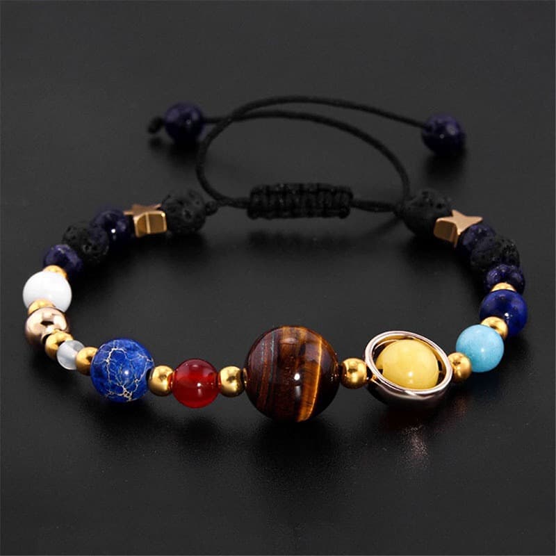 Pulsera sistema solar con ocho piedras naturales
