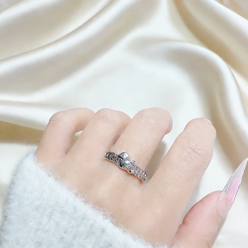 Anillo de moneda con patrón año del caballo para hombre y mujer
