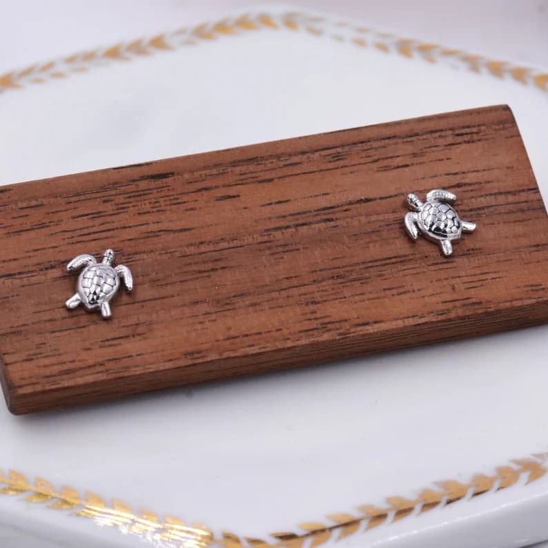 Aretes retro con diseño de tortuga efecto envejecido
