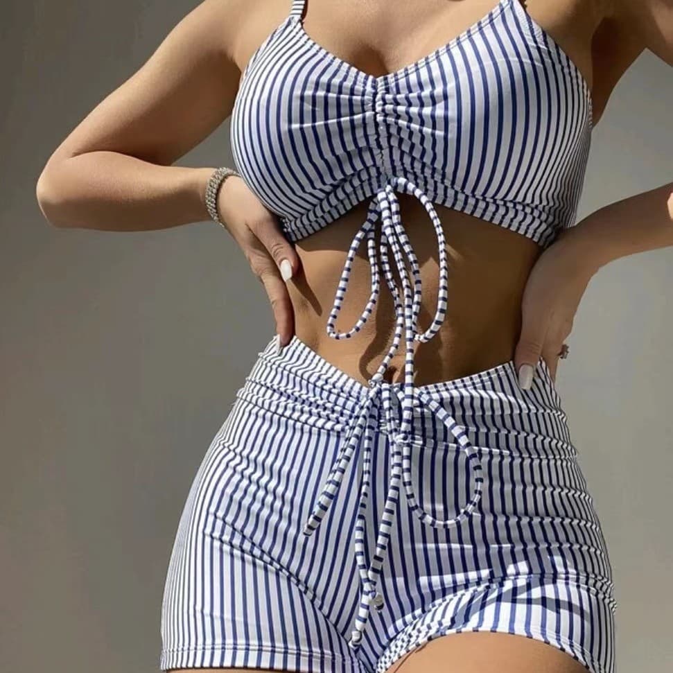 Bikini de cintura alta para mujer con detalle dividido