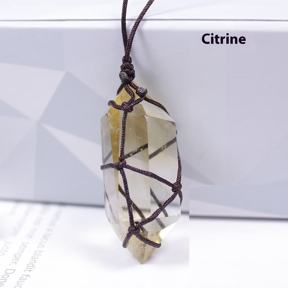 Collar colgante hexagonal de cristal de doble punta