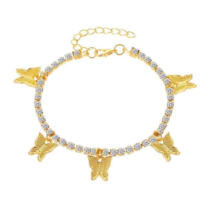 Tobillera con mariposa y borla elegante