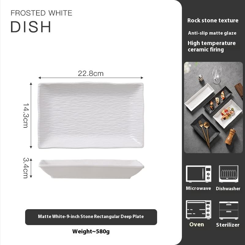 Plato rectangular de cerámica para sushi