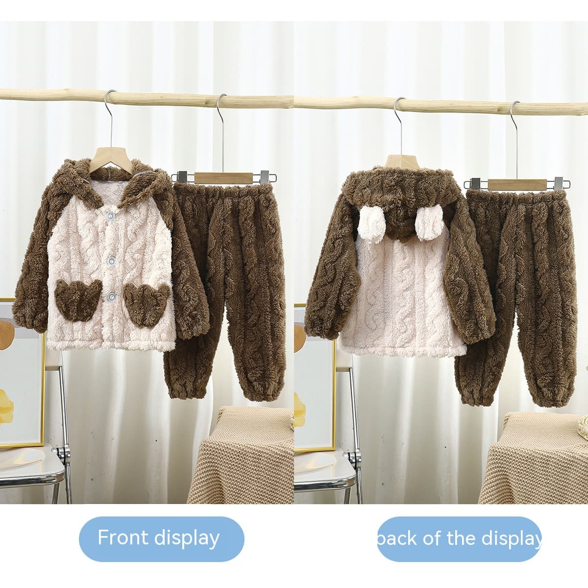 Pijama de franela con capucha para niño otoño invierno
