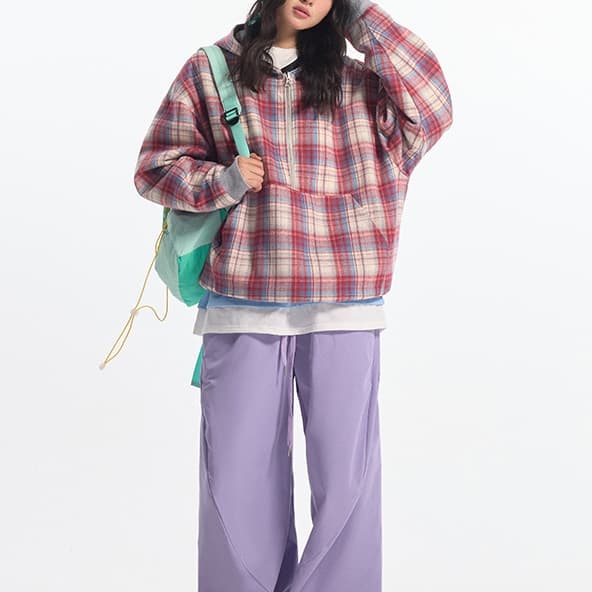 Sudadera con capucha retro de manga larga reversible