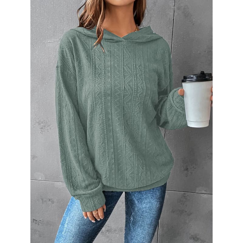 Sudadera con capucha de poliéster liso para mujer