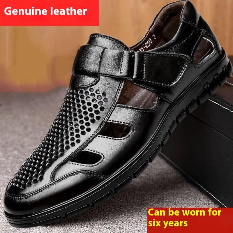 Sandalias cuero hombre estilo business casual con perforaciones
