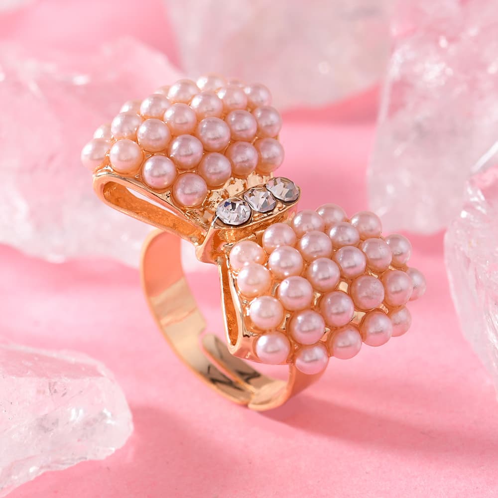 Anillo ajustable con moño y rhinestones