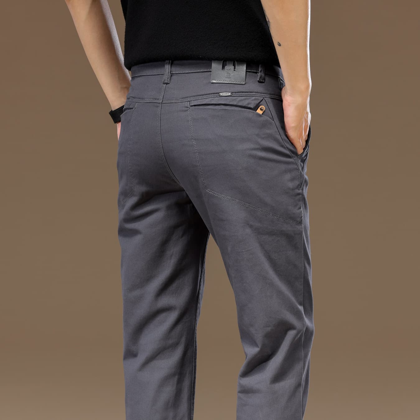 Pantalones rectos elásticos de negocios para hombre