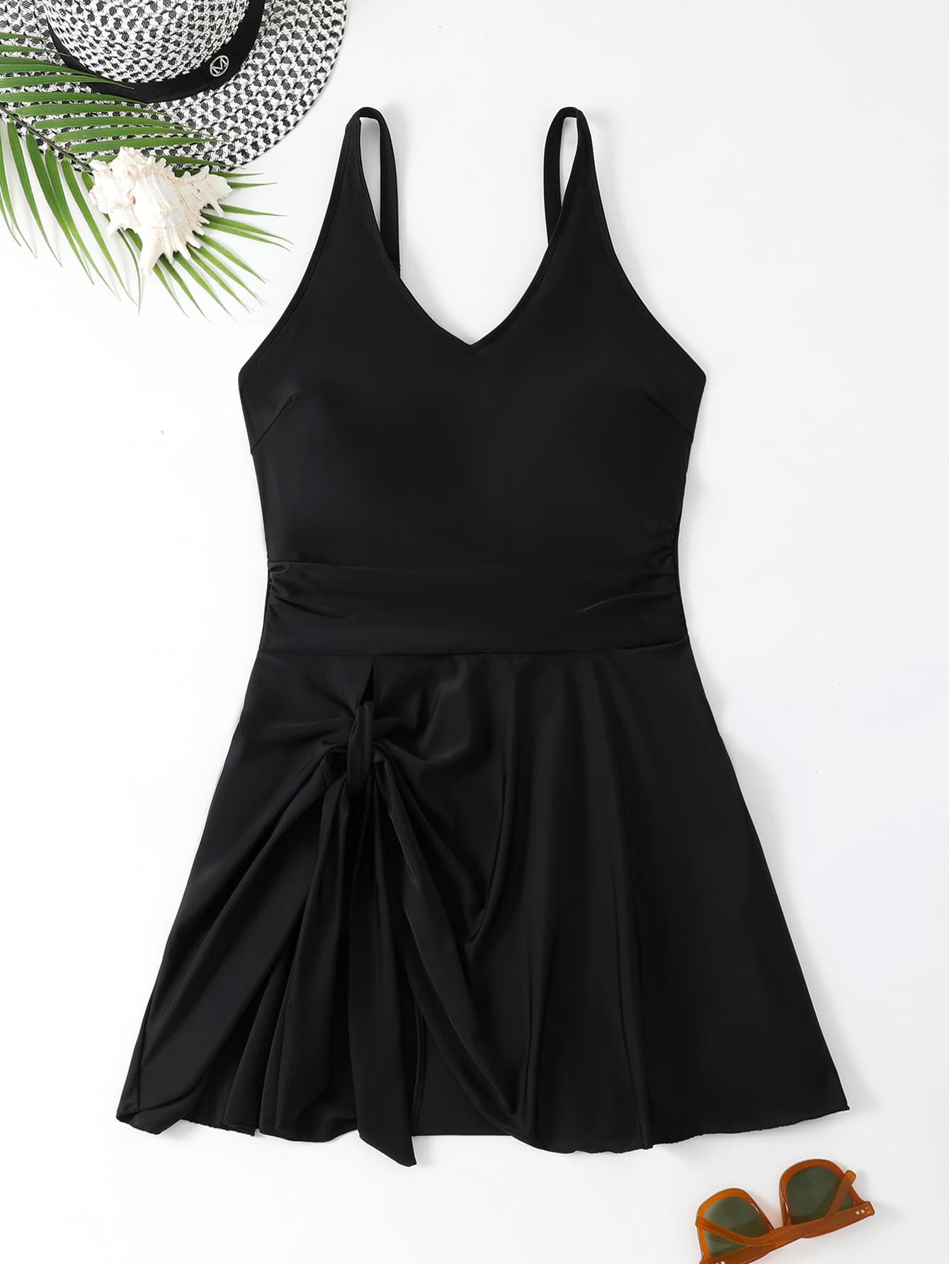 Traje de baño de una pieza para talla grande, color sólido