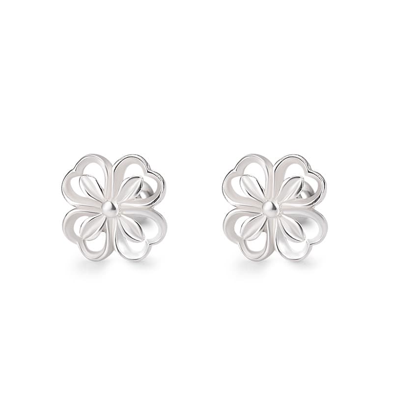 Aretes de flores en plata pura con cierre de tornillo