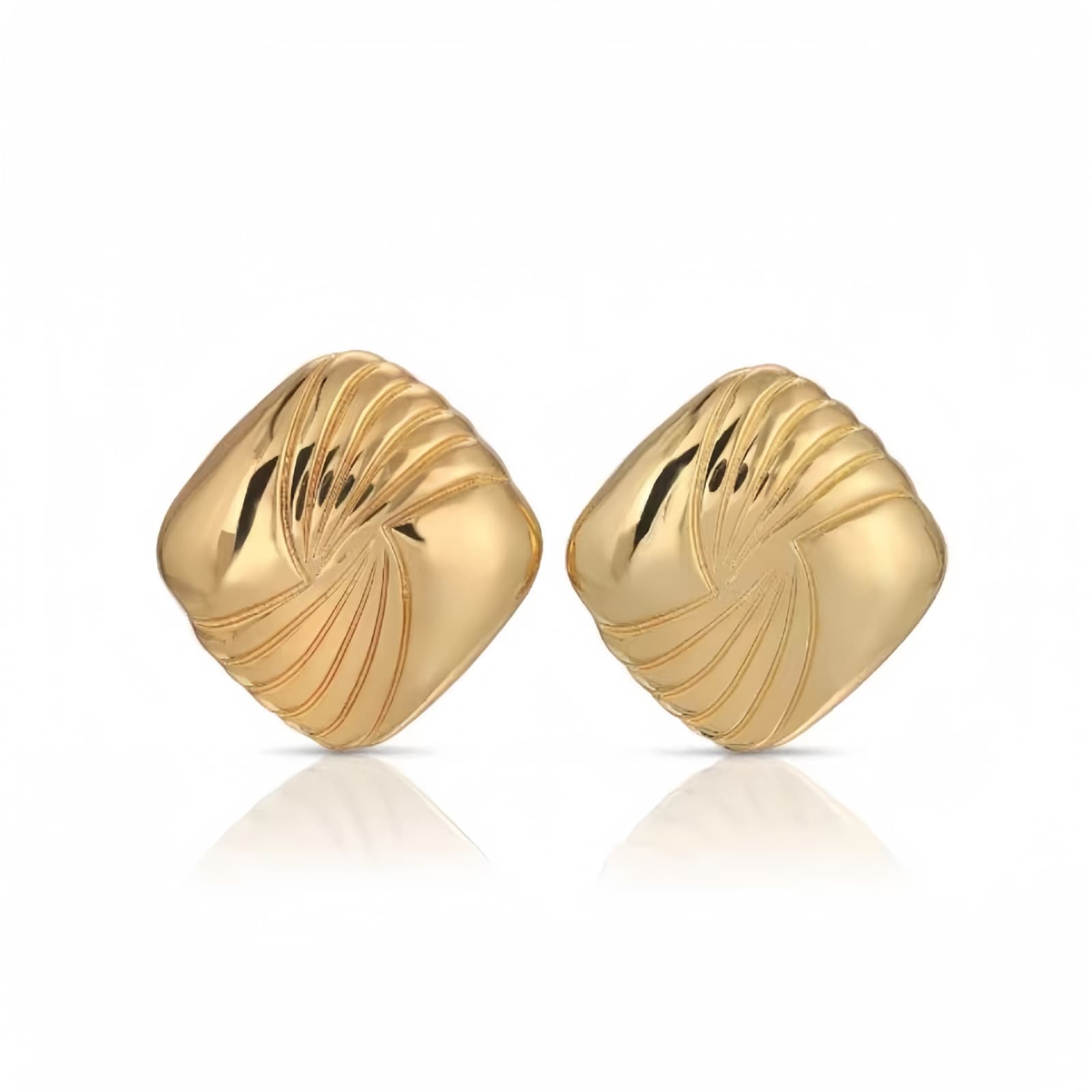 Aretes cuadrados de acero inoxidable con efecto agua y alas