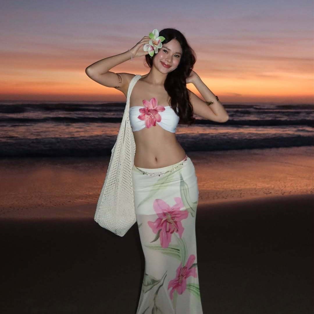 Conjunto de tres piezas estampado sin tirantes