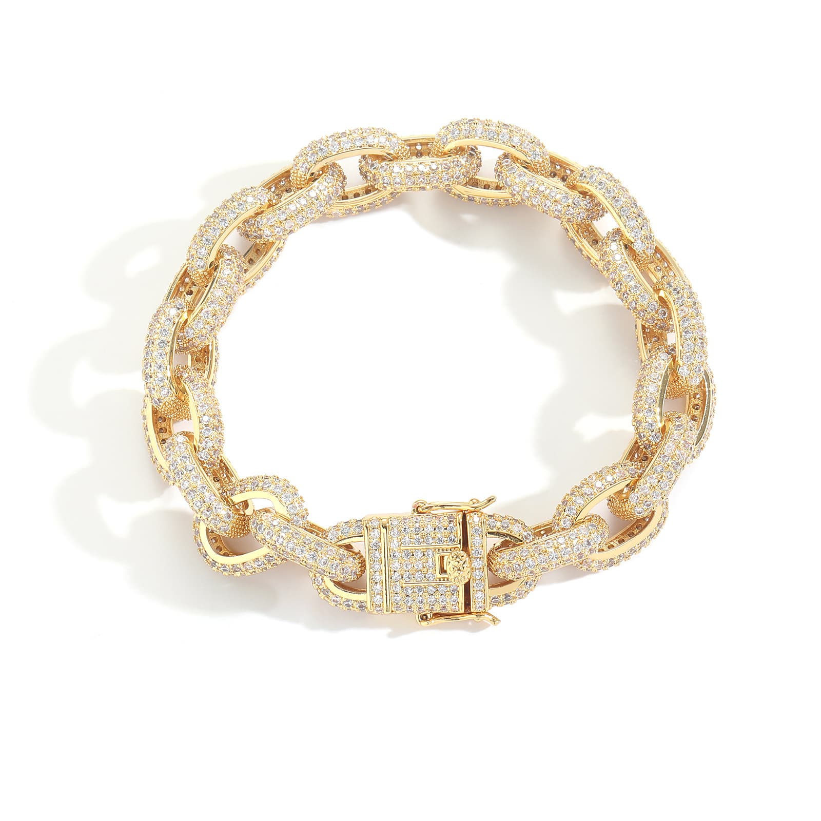 Pulsera cadena O cobre con circonitas