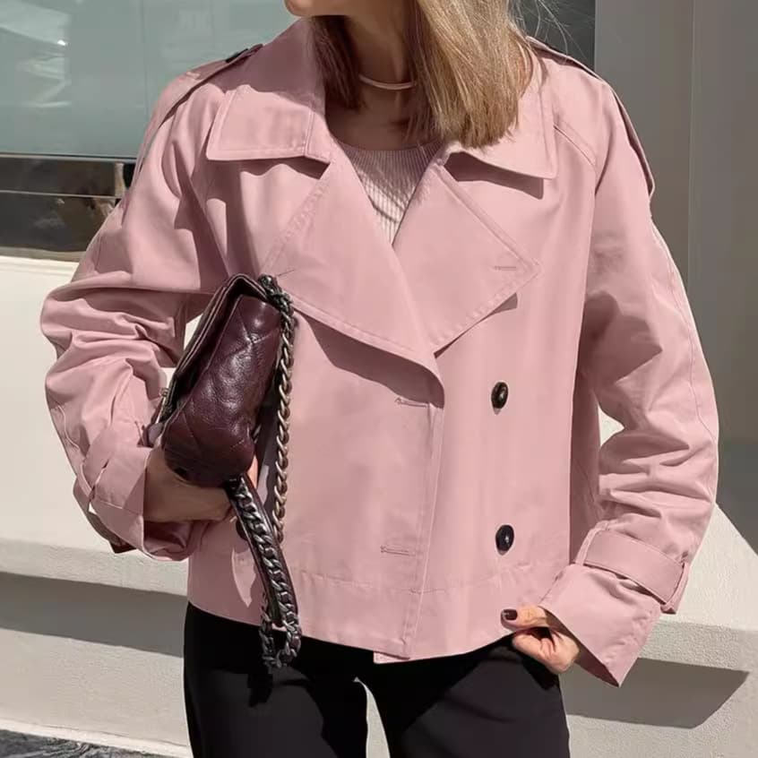 Abrigo trench retro con doble botonadura