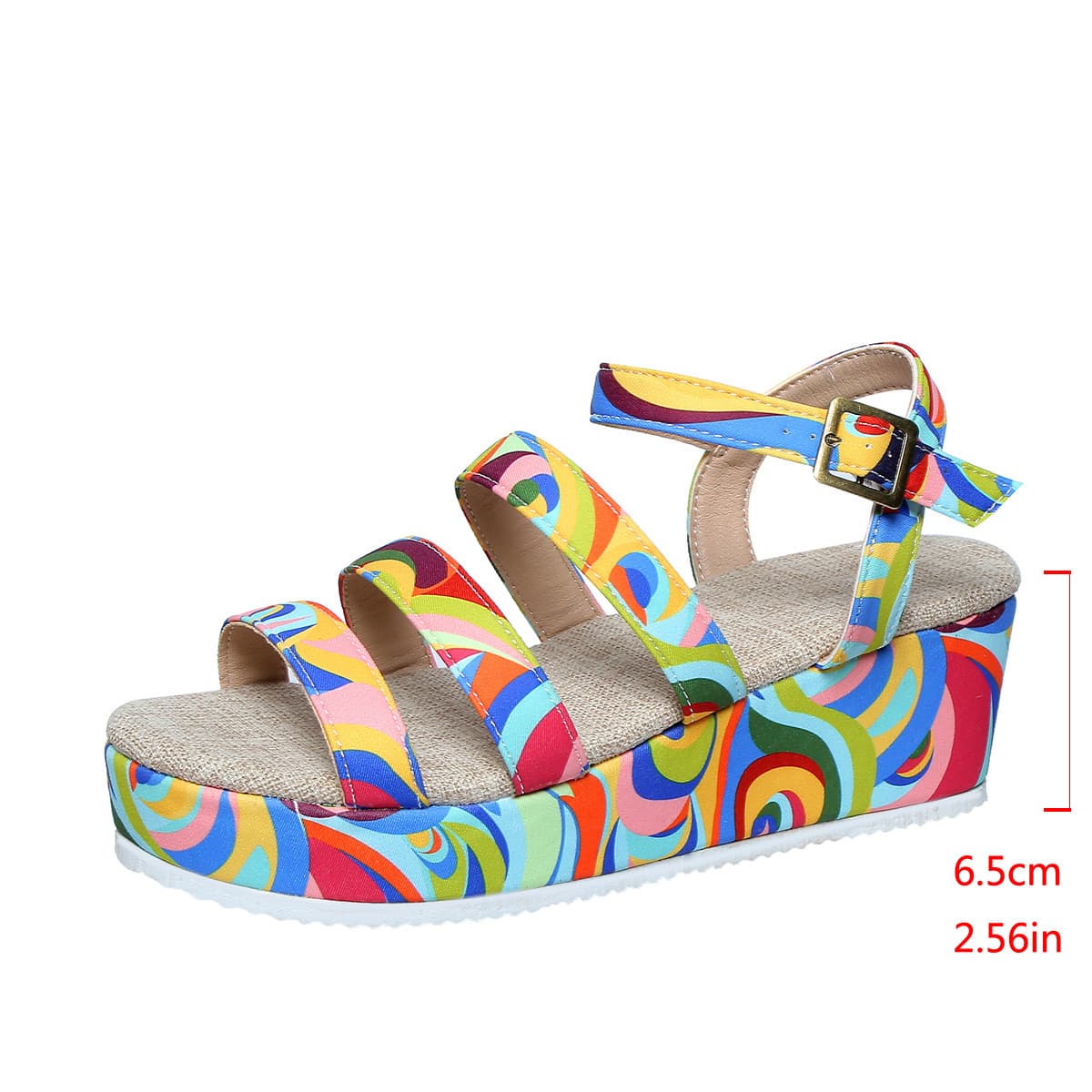 Sandalias multicolor con punta abierta y hebilla ajustable