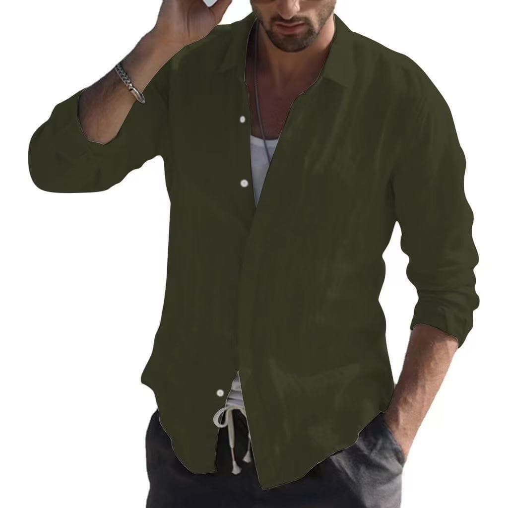 Camisa manga larga cuello solapa algodón casual