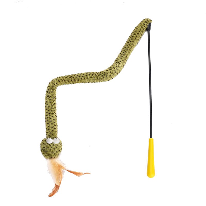 Juguete de palo de serpiente para gatos con plumas