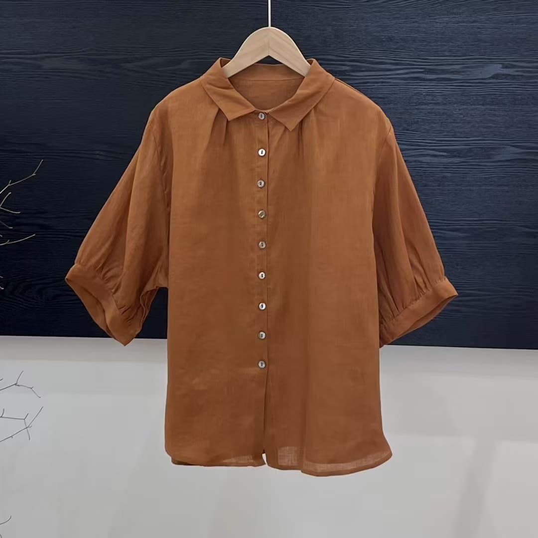 Blusa de lino transpirable en color sólido