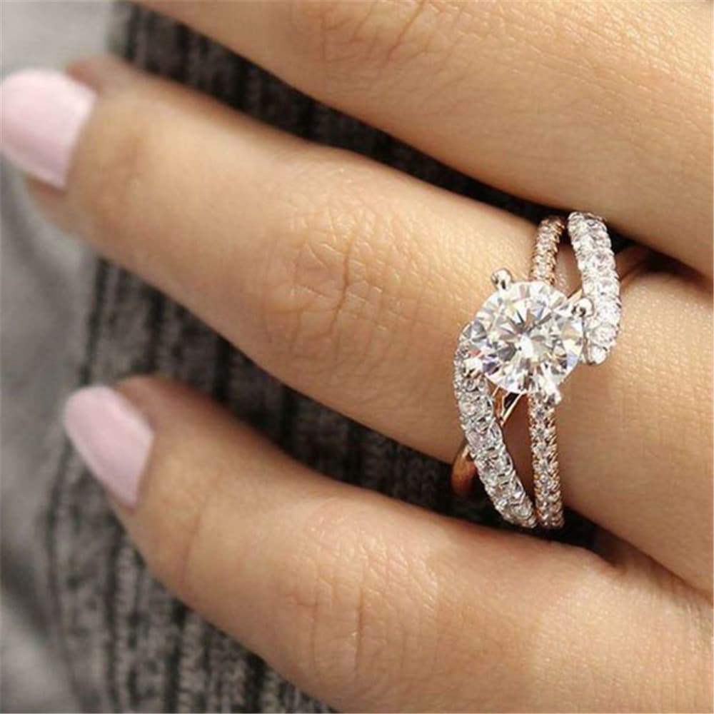 Anillo de circón micro engastado