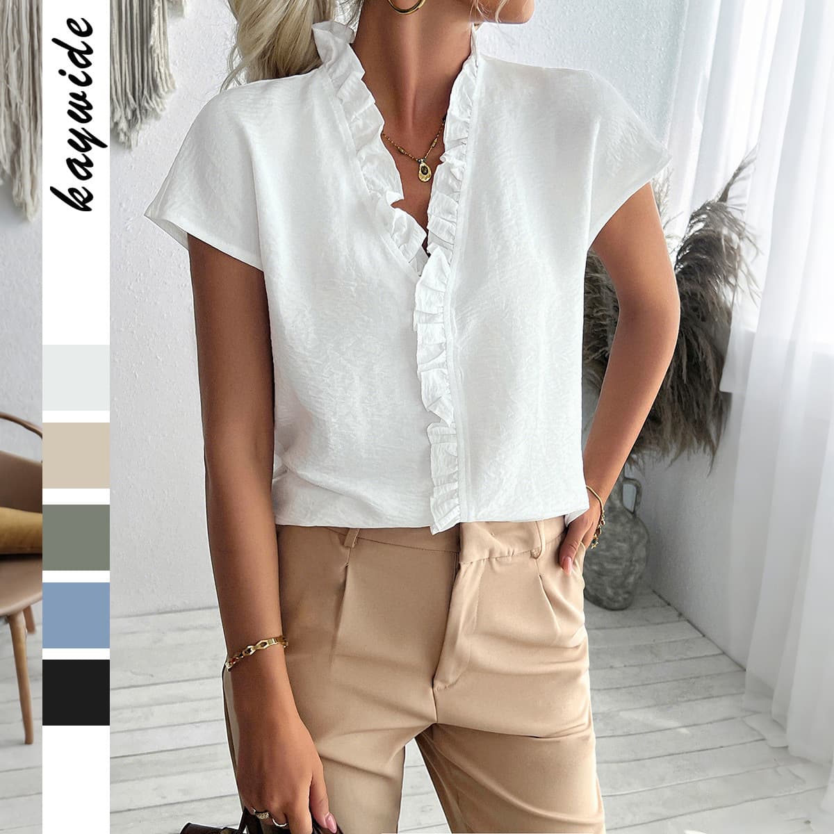 Blusa casual de manga corta para mujer