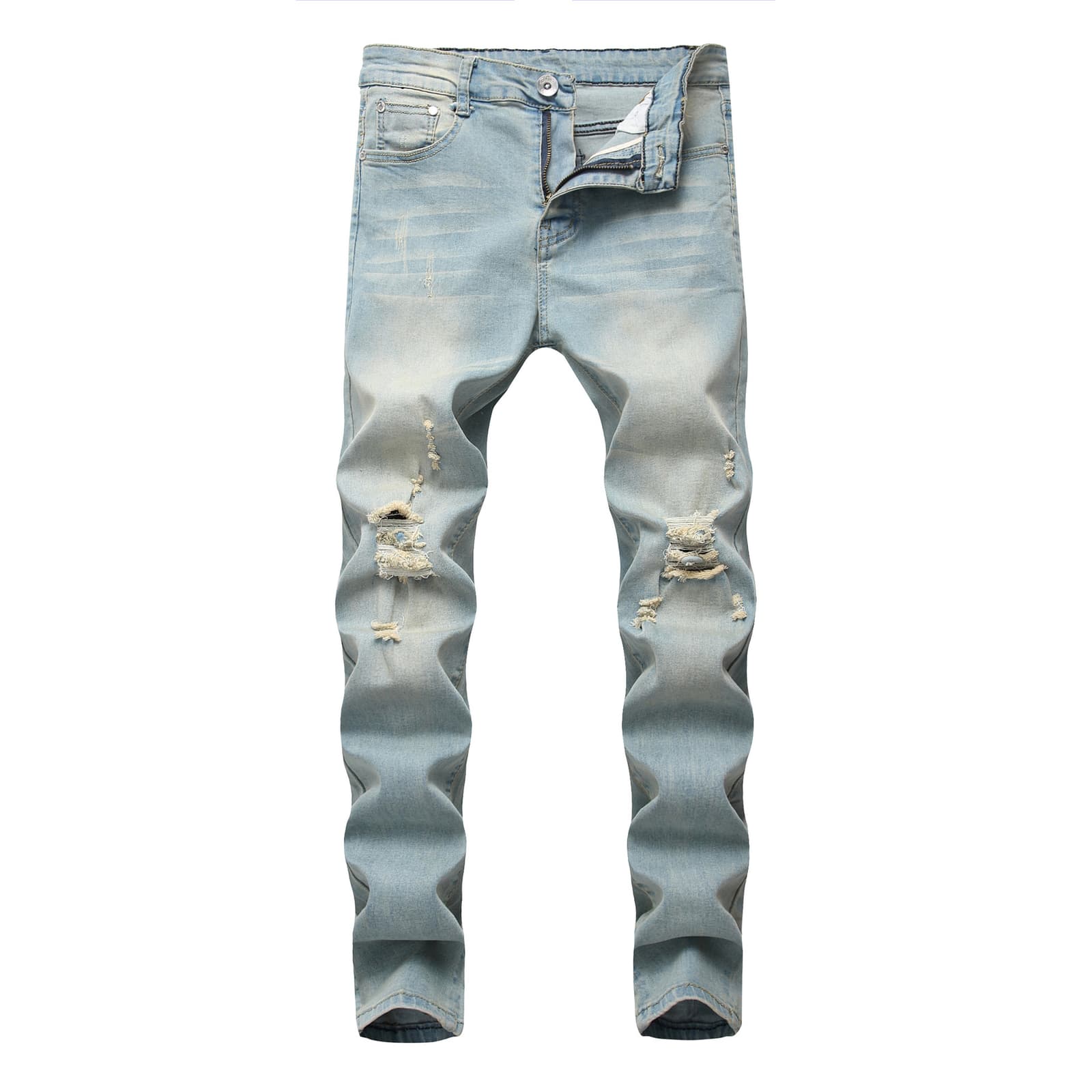 Jeans slim rasgados con alta elasticidad