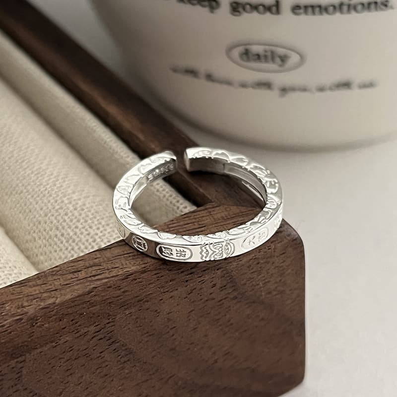 Anillo de plata pura 999 estilo chino de buena suerte
