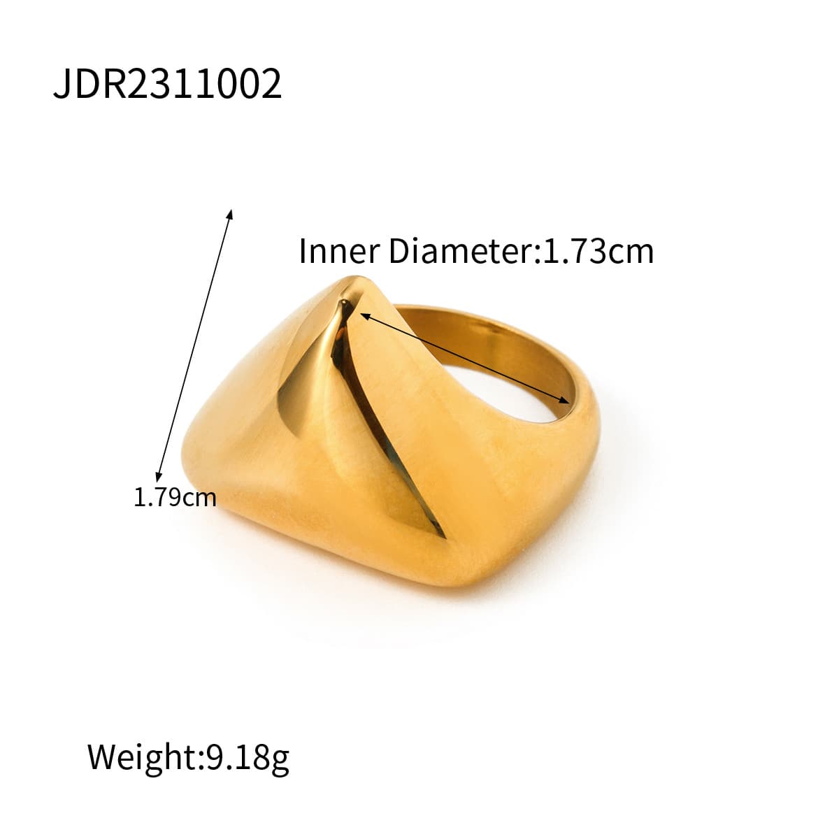 Anillo triangular de acero inoxidable 18K