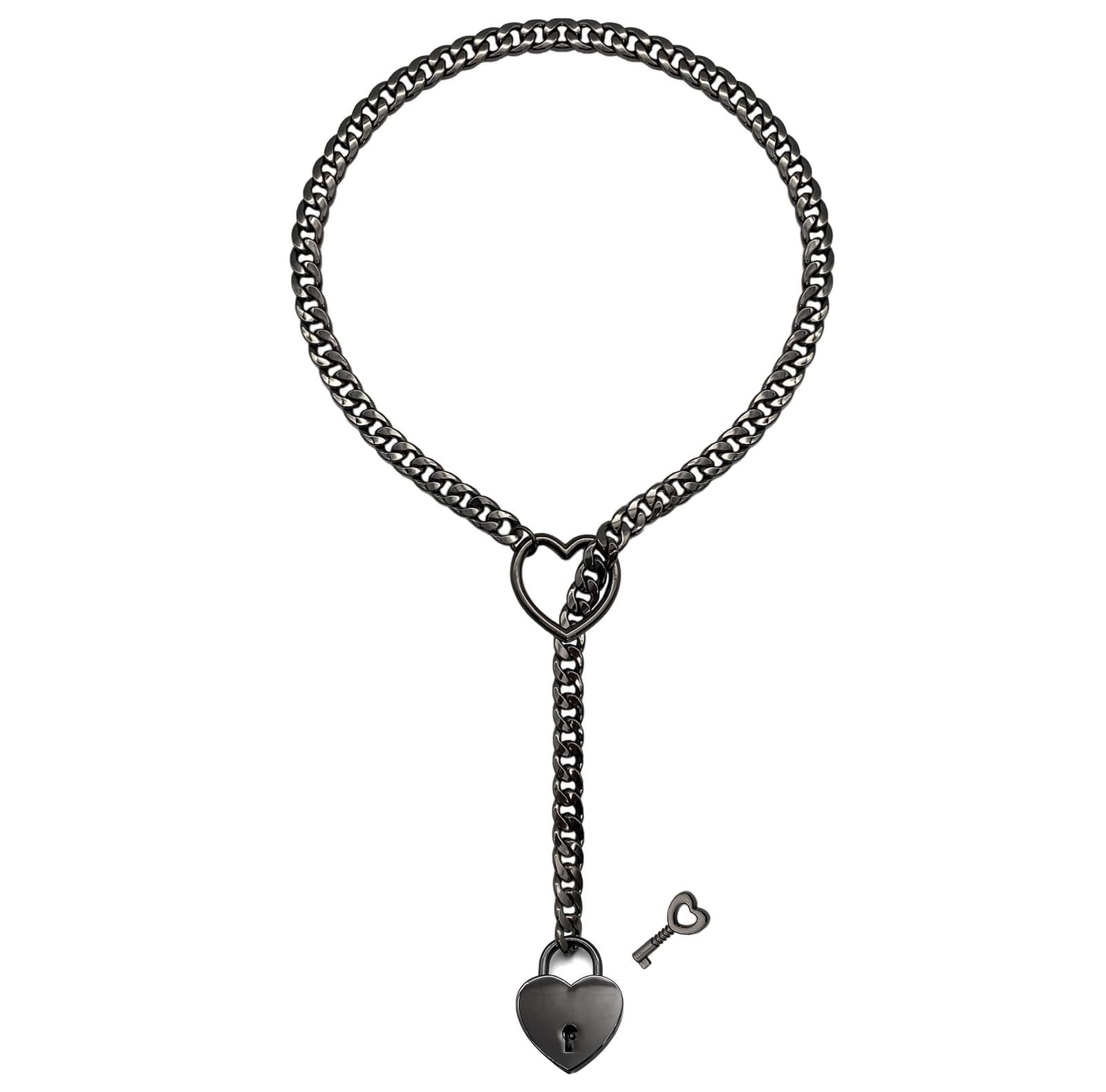 Collar de cadena deslizable con cierre corazón