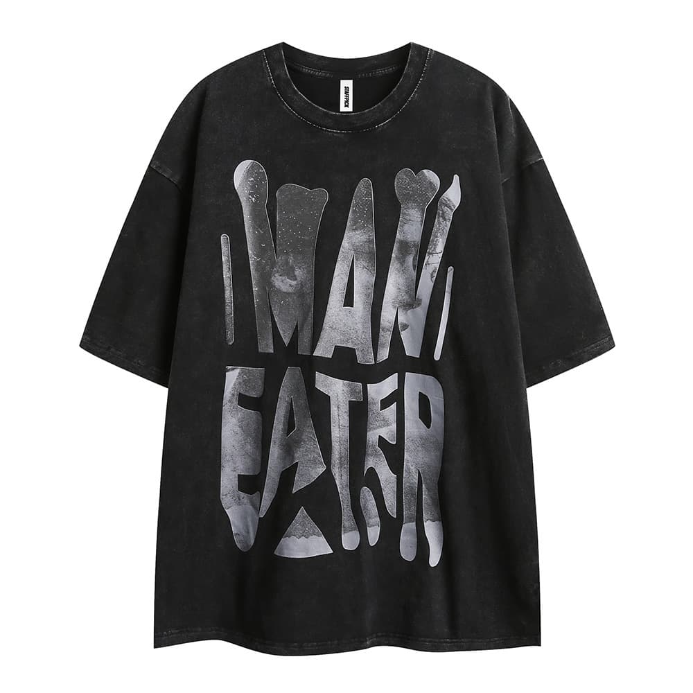 Playera de hombre con letras estampadas efecto desgastado