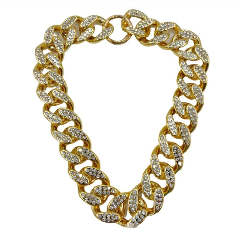 Collar cadena para perro con piedras de imitación electrochapado