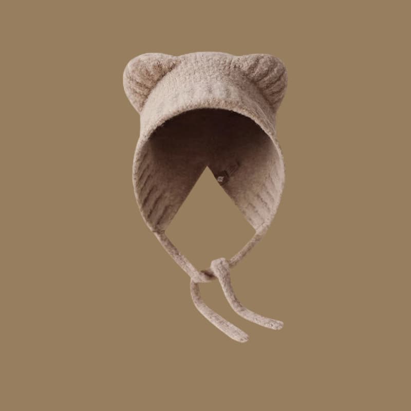 Gorra tejida con diseño de osito cálida y acogedora