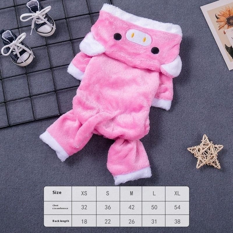 Disfraz de cerdo acolchado con forro polar para mascotas