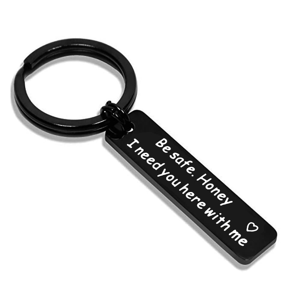 Llavero acero inoxidable con mensaje de seguridad