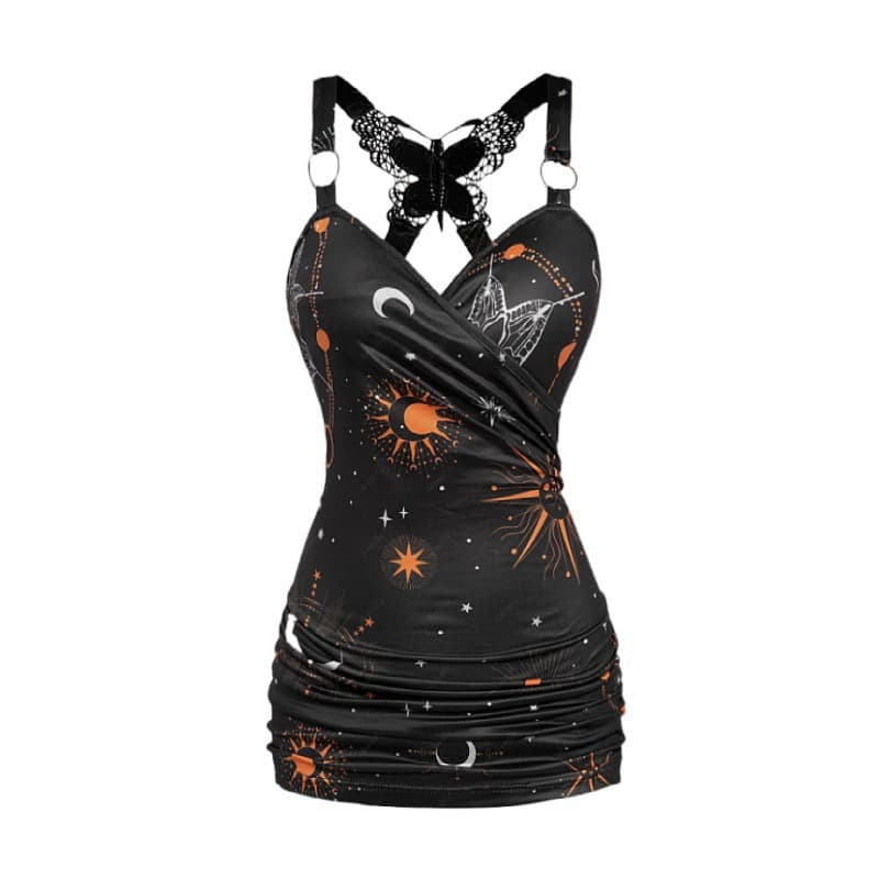 Chaleco estampado galaxia con mariposas