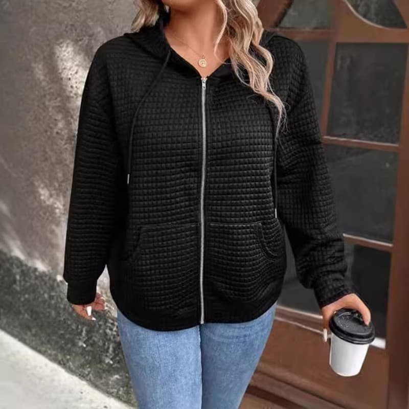 Chamarra deportiva capucha textura waffle