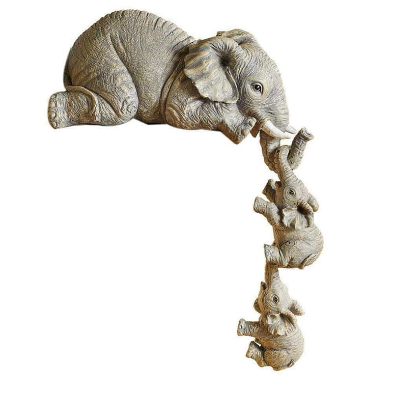 Figura artesanal de resina con elefante mamá
