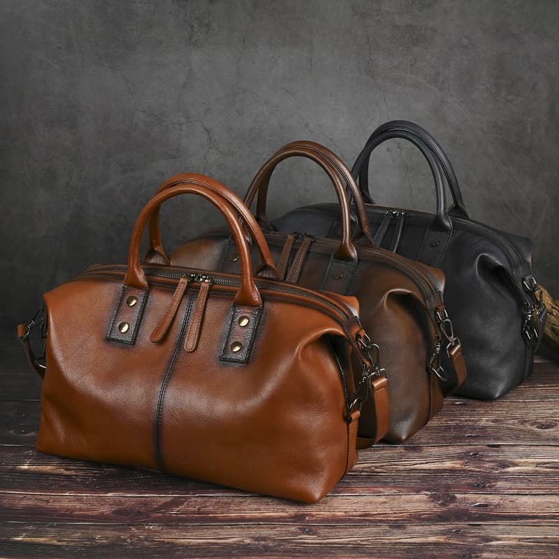 Bolsa grande capacidad cuero genuino retro