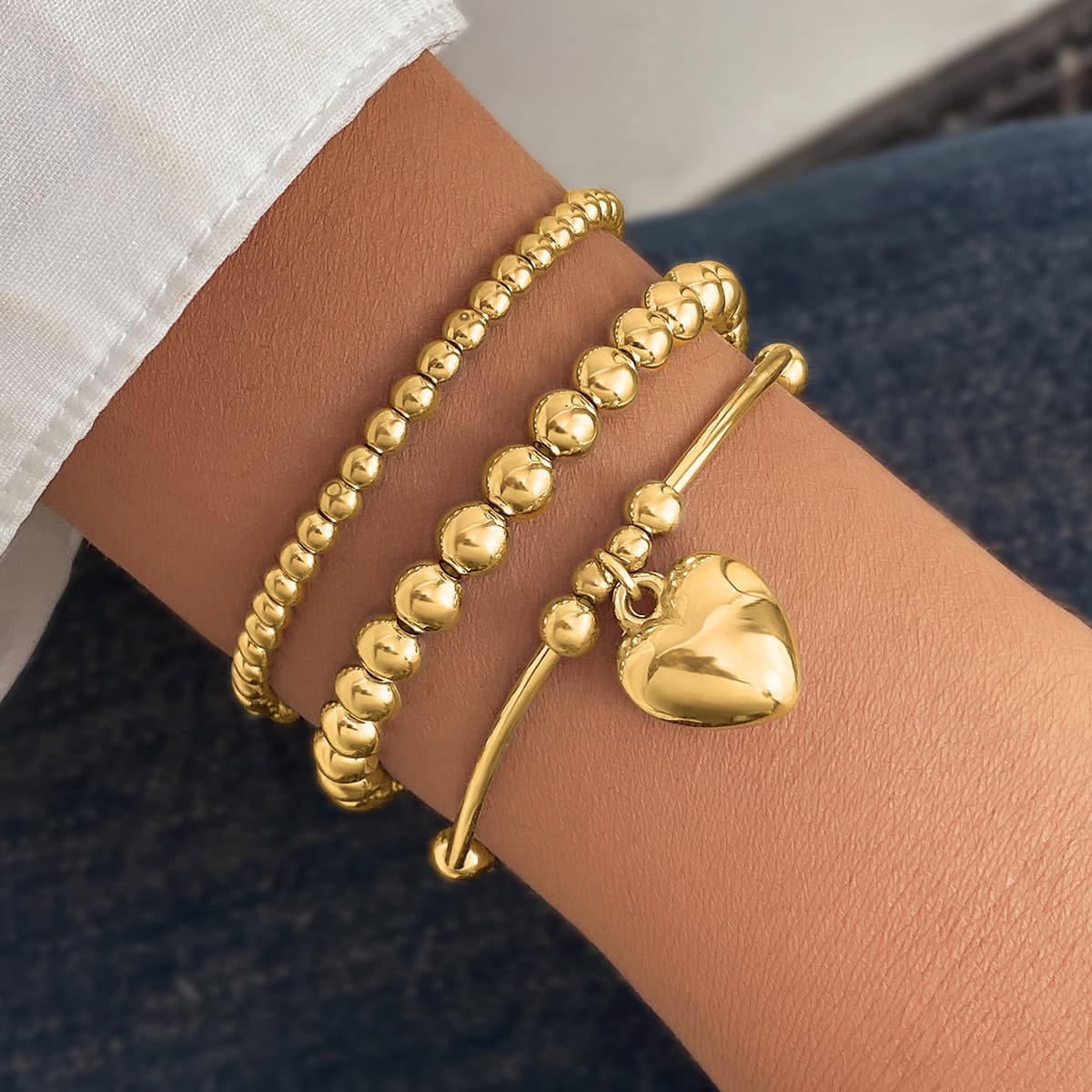 Pulsera de bolas multicapa de 3 piezas