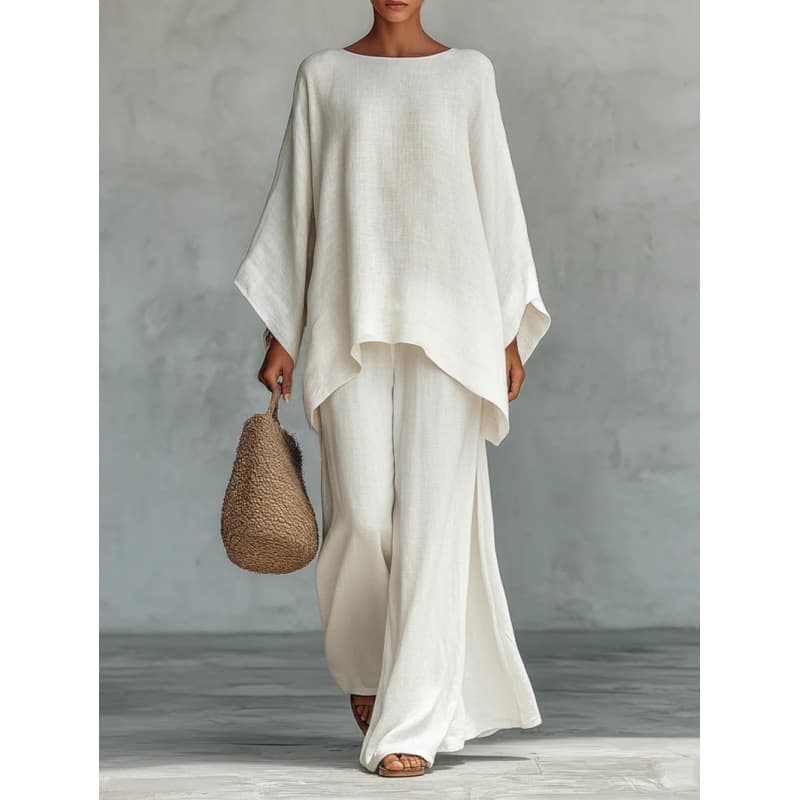 Conjunto mujer camisa lino blend pantalones anchos