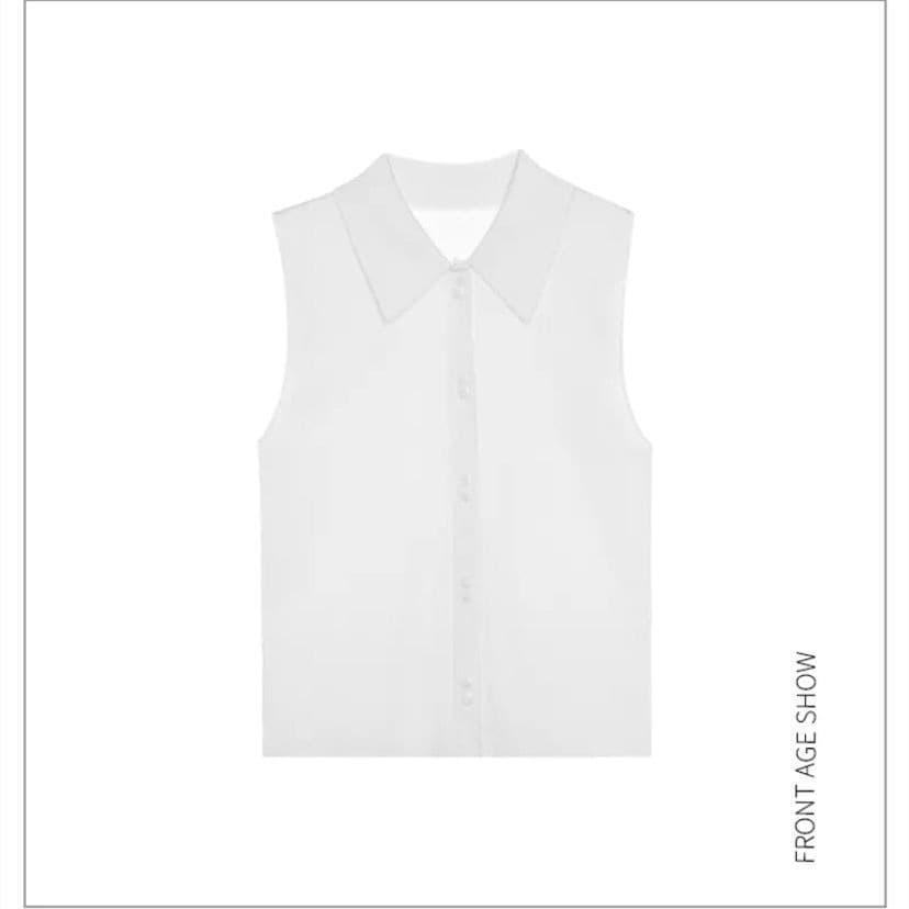 Chaleco de punto con cuello de camisa y mangas linterna