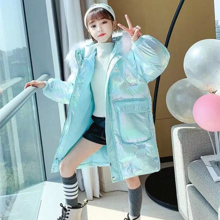 Chaqueta de invierno de algodón para niñas, largo medio