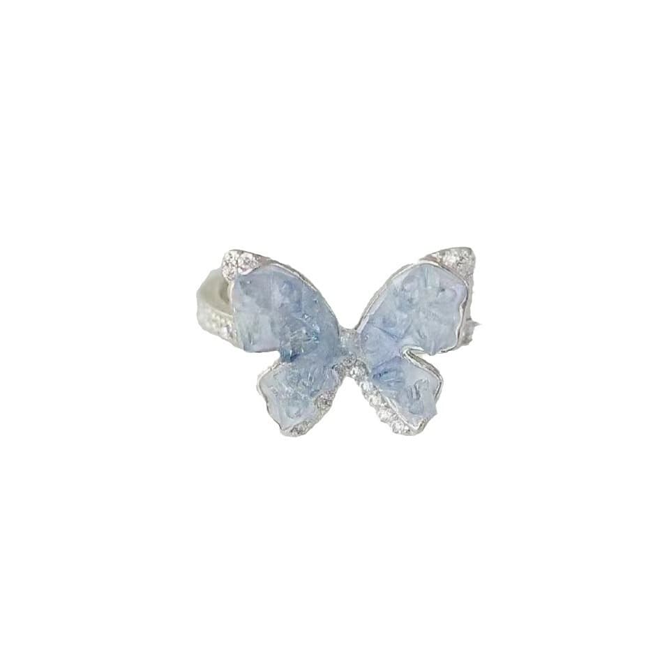 Anillo mariposa con zirconia degradada azul
